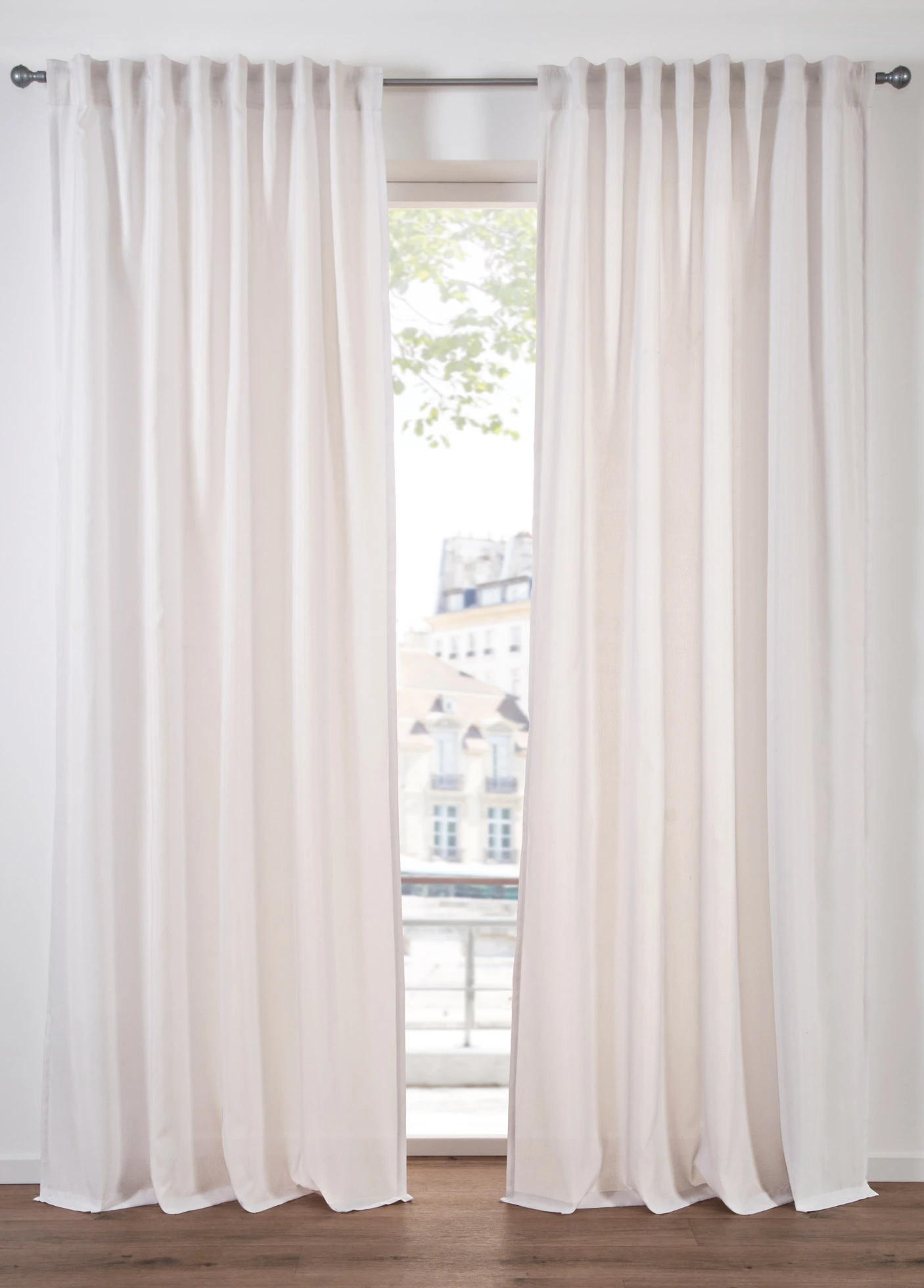 Semi transparant gordijn van duurzaam materiaal (2 stuks) • parelmoerbeige • bonprix online shop