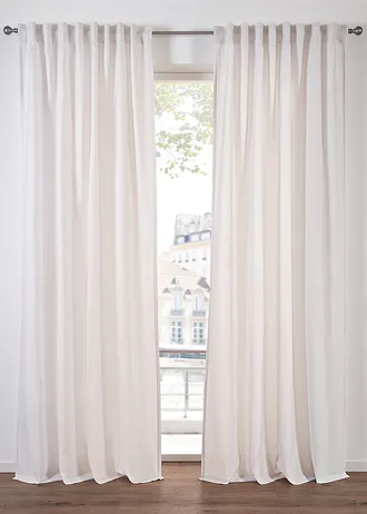 Semi transparant gordijn van duurzaam materiaal (2 stuks) • parelmoerbeige • bonprix online shop