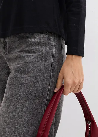 Bluză cu mâneci lungi 100% dim bumbac • negru înflorat • magazin bonprix