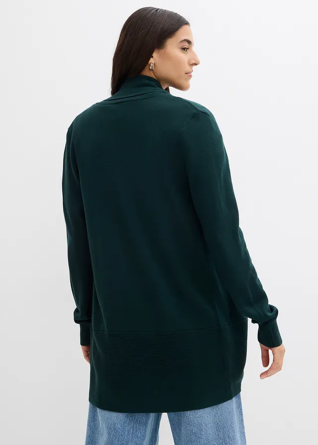 Fijn gebreid vest, Kleur: diepgroen