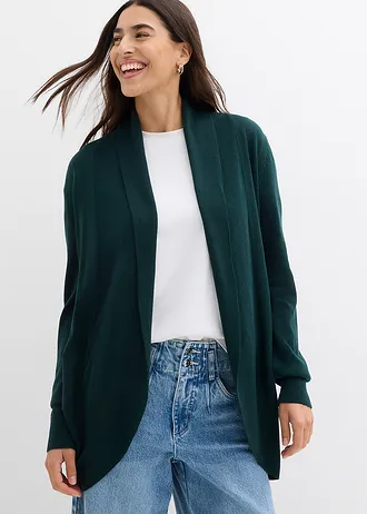 Fijn gebreid vest, Kleur: diepgroen