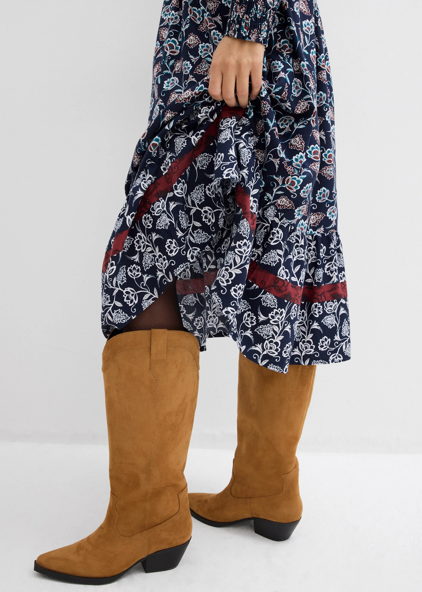 Maxi jurk van soepele viscose • donkerblauw-wolwit-kastanjerood-zeeturkoois-zwart • bonprix online shop