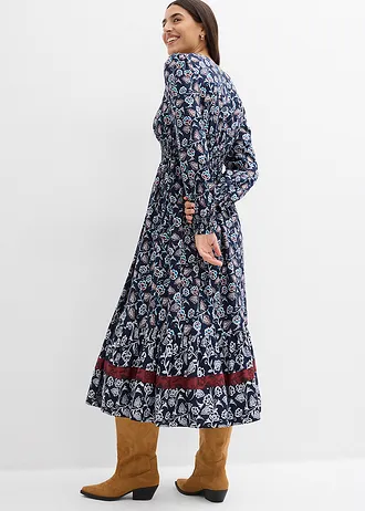 Maxi jurk van soepele viscose • donkerblauw-wolwit-kastanjerood-zeeturkoois-zwart • bonprix online shop