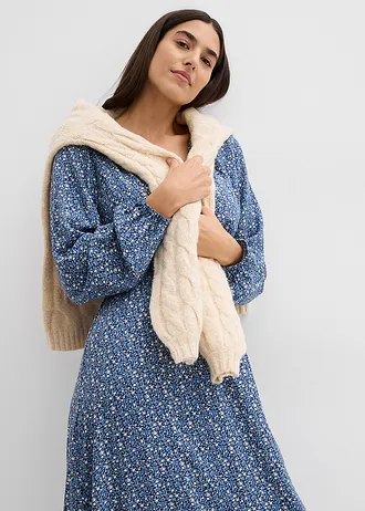 Midi šaty ze splývavé viskózy • tmavě modrá s potiskem • bonprix obchod