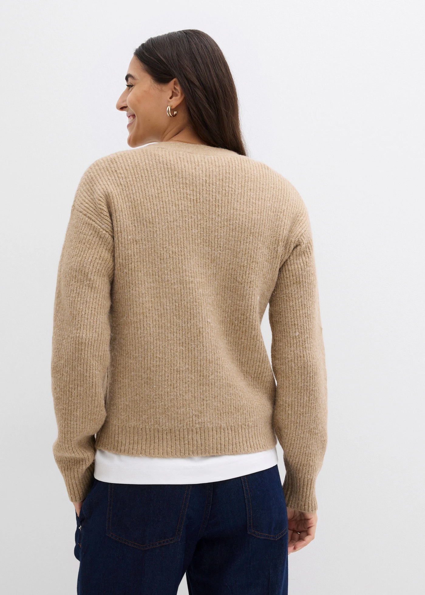 Kardigan z žebrované pleteniny • světlá khaki • bonprix obchod