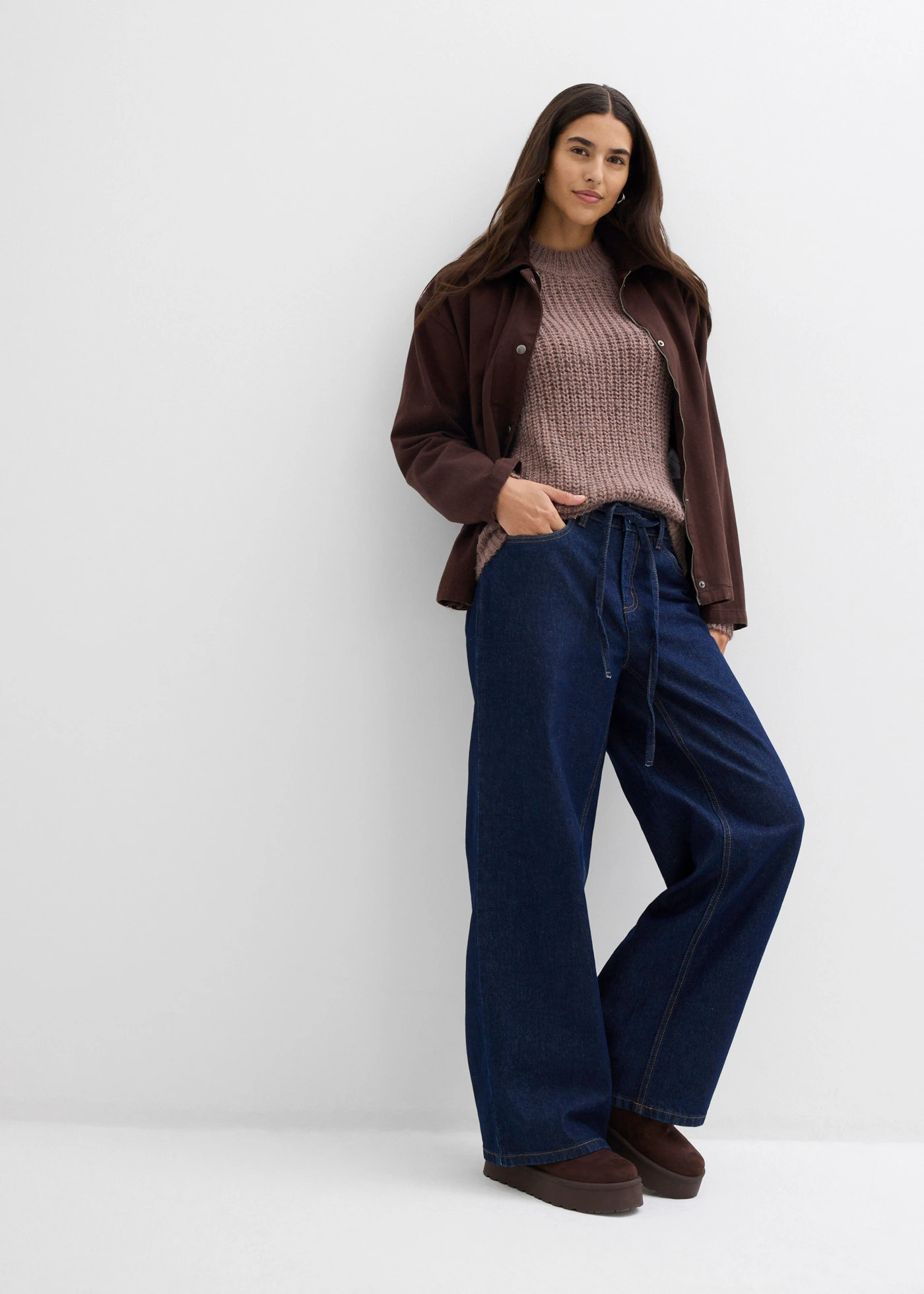 Pull en grosse maille • marron mat/marron foncé • Boutique bonprix