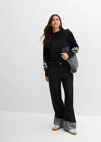 Mikina z bavlněné směsi • černá s potiskem • bonprix obchod