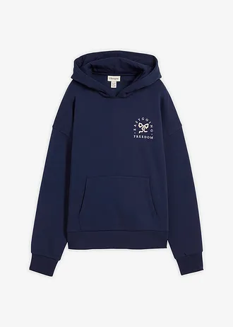 Oversize mikina z bavlněné směsi • tmavě modrá s potiskem • bonprix obchod