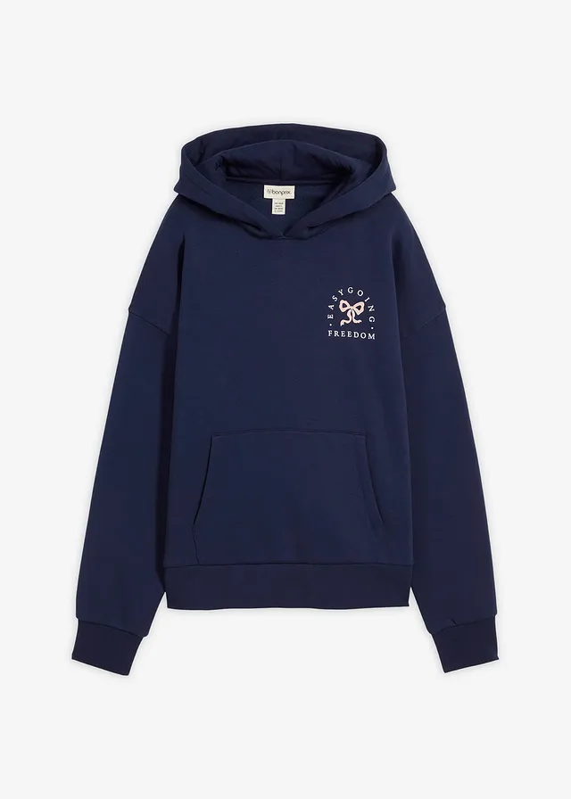 Oversize mikina z bavlněné směsi • tmavě modrá s potiskem • bonprix obchod