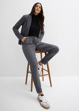 Kalhoty bez zapínání, se splývavou viskózou • tmavě olivová • bonprix obchod