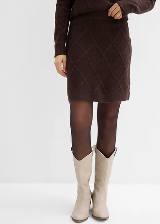 Jupe en maille torsadée • marron foncé • Boutique bonprix
