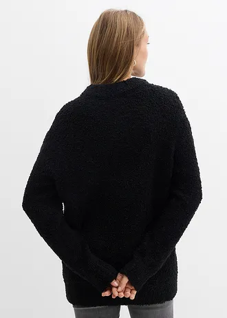 Oversized trui van bouclé, Kleur: zwart