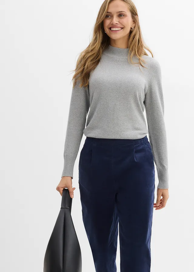 Pantaloni reiați din amestec cu bumbac • bleumarin • magazin bonprix