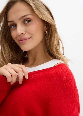 Dlouhý oversize svetr s postranními rozparky • lávově červená • bonprix obchod