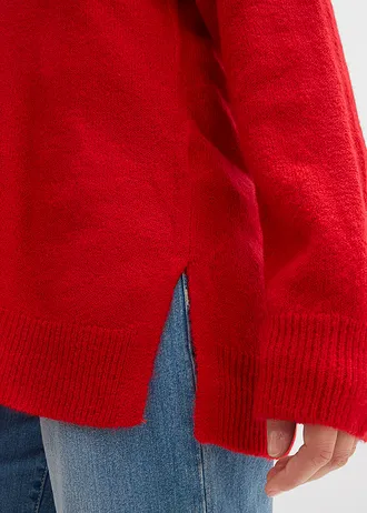 Dlouhý oversize svetr s postranními rozparky • lávově červená • bonprix obchod