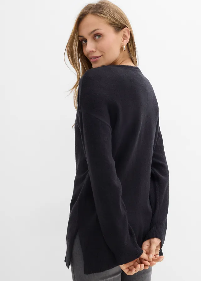 Pull long et oversize à fentes sur les côtés • noir • product-page.page-title-suffix