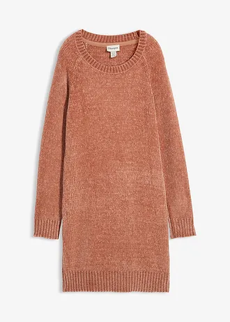 Gebreide oversized jurk van chenille, Kleur: chocoladesorbet
