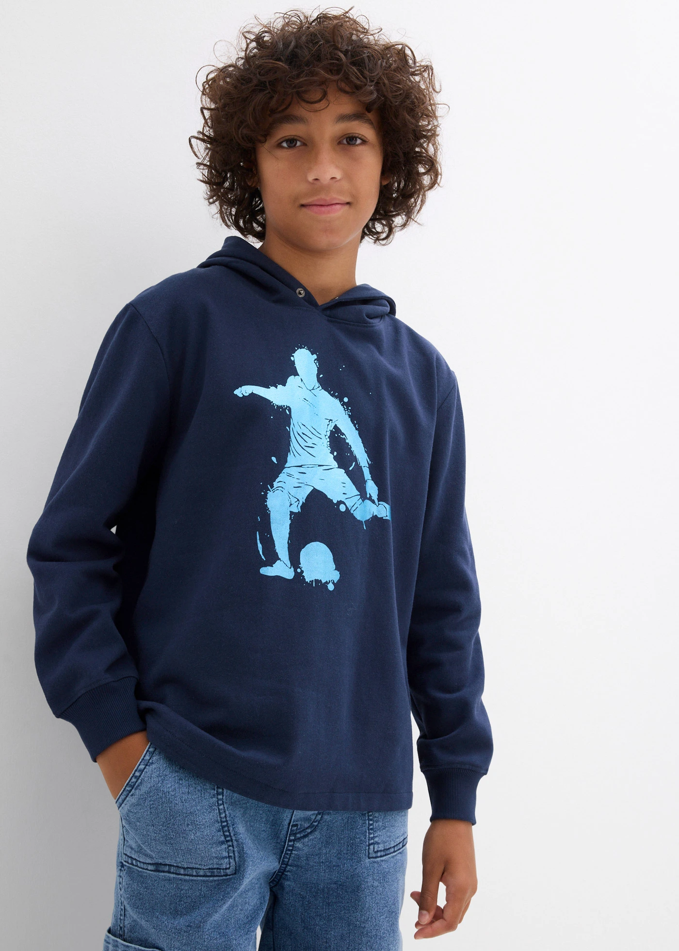 Jongens hoodie met print • donkerblauw met print • bonprix online shop