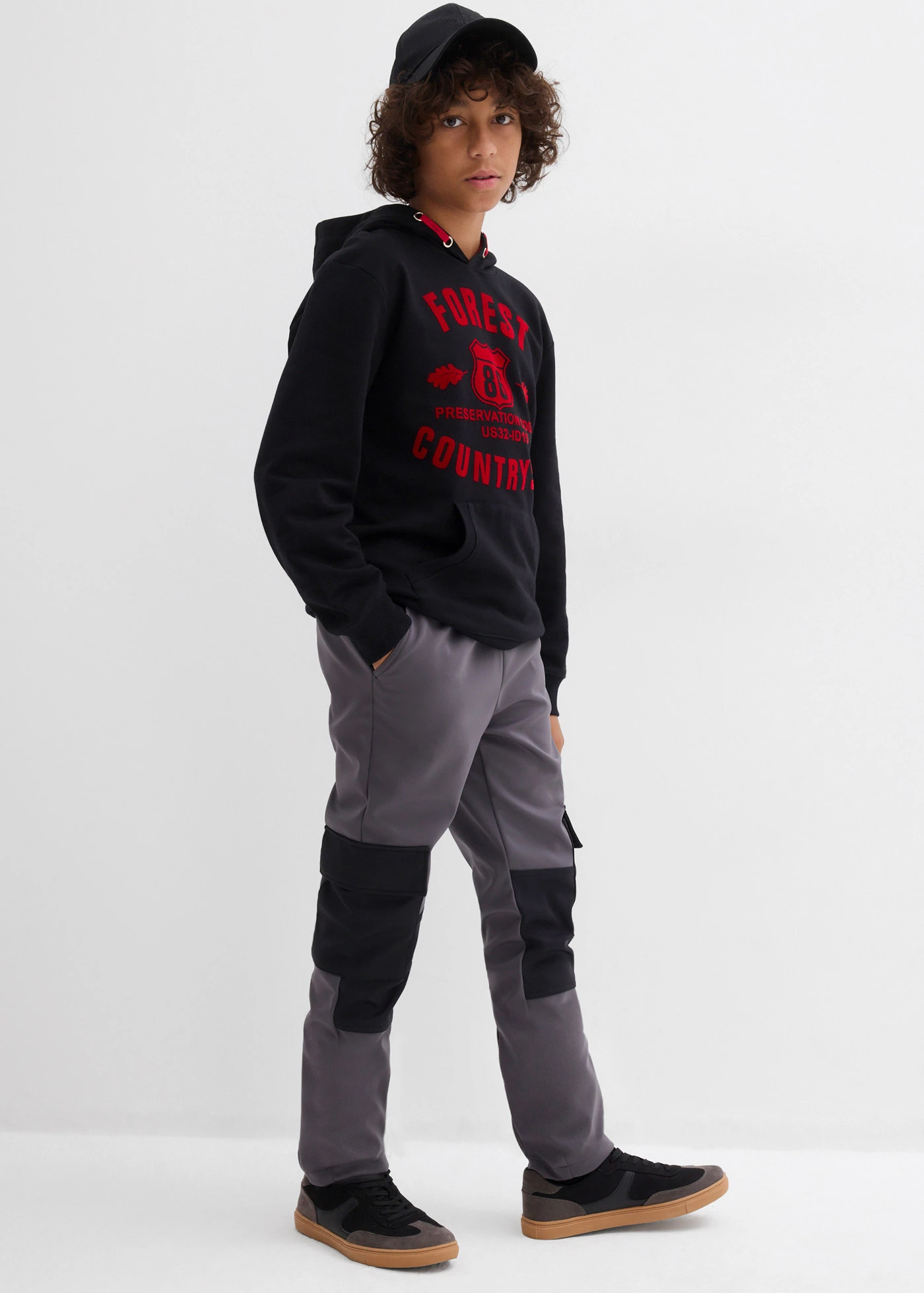 Softshell cargobroek, in de breedte verstelbaar • leisteengrijs-zwart • bonprix online shop