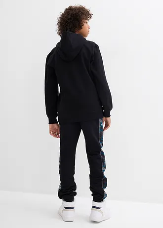 Joggingové kalhoty s organickou bavlnou • černá s grafickým potiskem • bonprix obchod