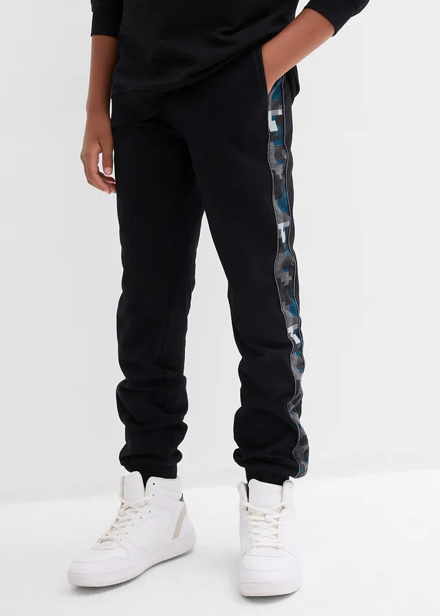 Joggingbroek met biologisch katoen, Kleur: zwart grafische print
