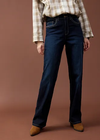 Straight jeans high waist met zakdetails • donkerblauw denim used • bonprix online shop