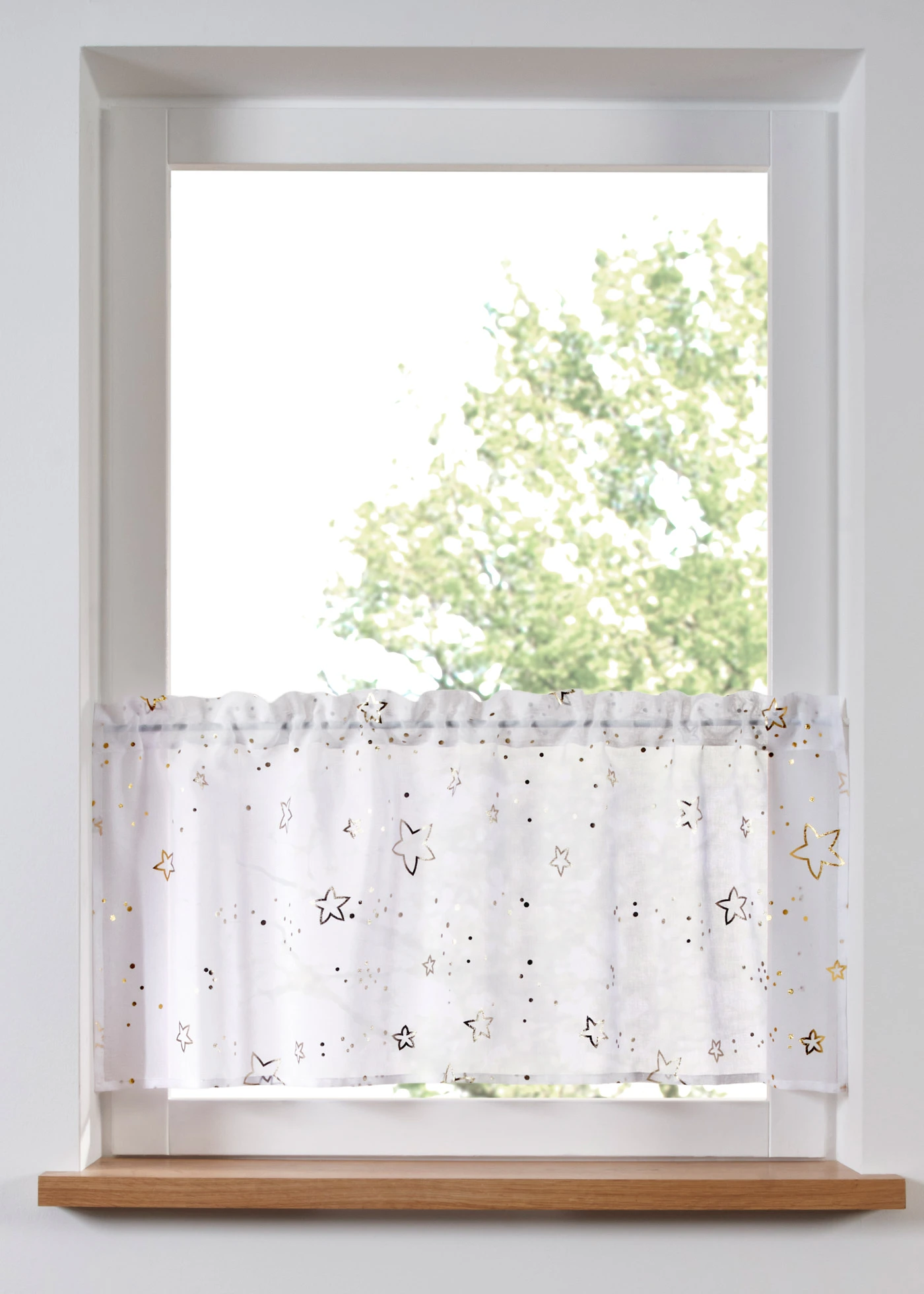 Brise-bise à imprimé étoiles brillant • doré-blanc • Boutique bonprix