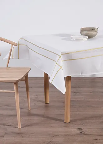 Žakárový ubrus s lesklou přízí, barva: bílo-zlatá