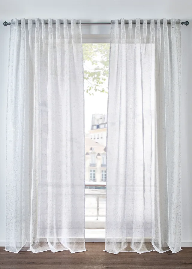 Voilage avec effet brillant (1 pce) • blanc-doré • Boutique bonprix