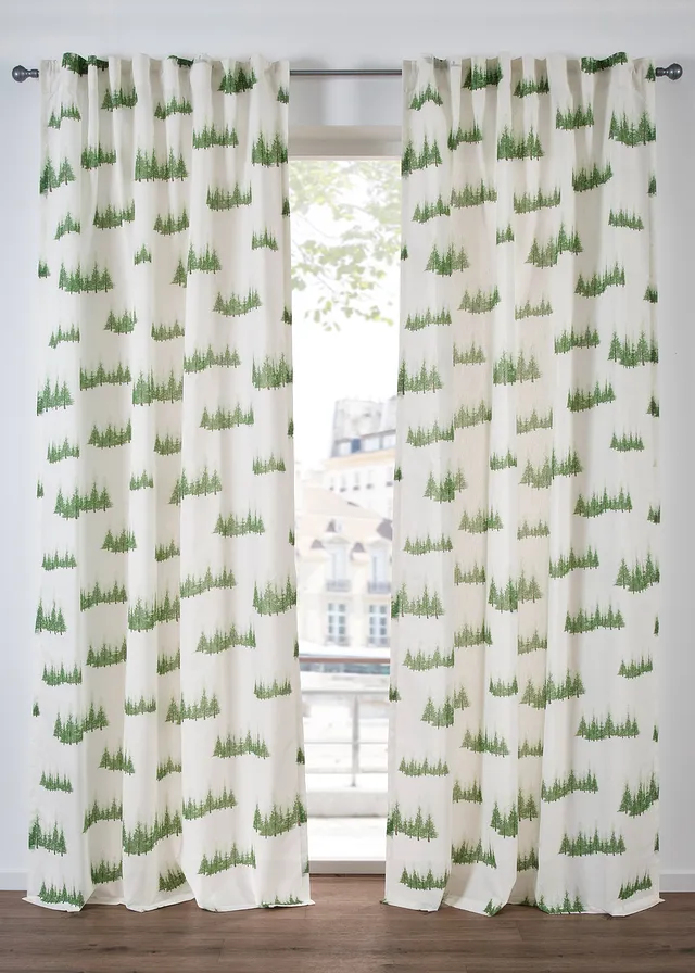 Záclona s potlačenými jedličkami (1 ks v balení) Záclona s potlačenými jedličkami (1 ks v balení)