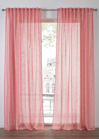 Rideau à rayures tissées (1 pce), Couleur: rouge-blanc