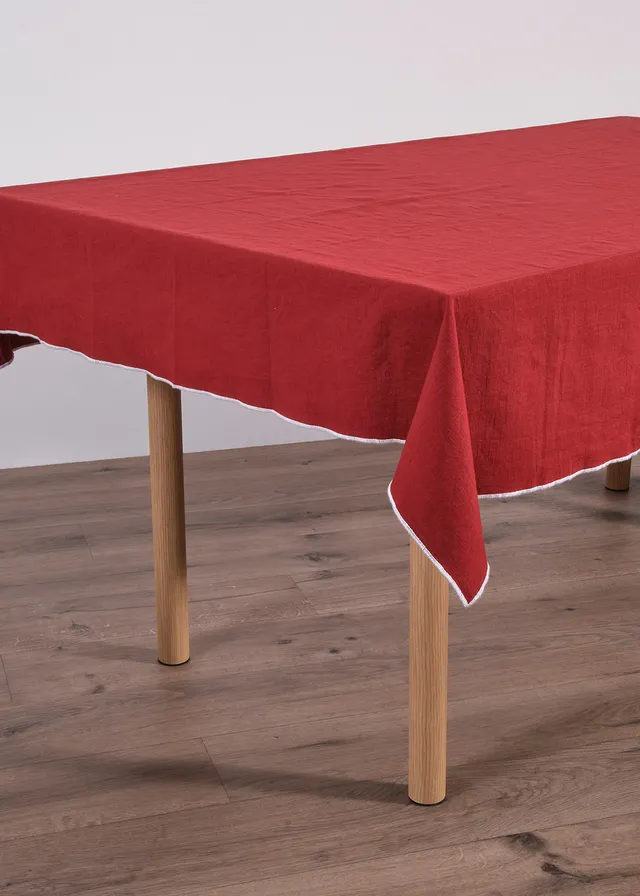 Tafelkleed, Kleur: donkerrood-wit