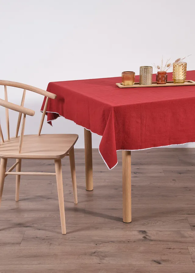 Tafelkleed, Kleur: donkerrood-wit