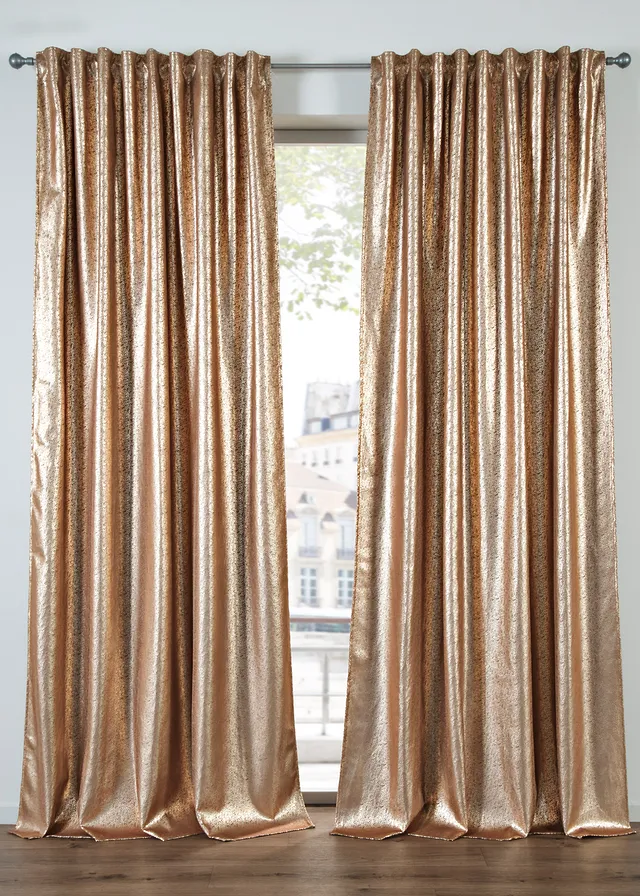 Rideau en velours brillant, aussi en XXL (1 pce), Couleur: taupe/doré