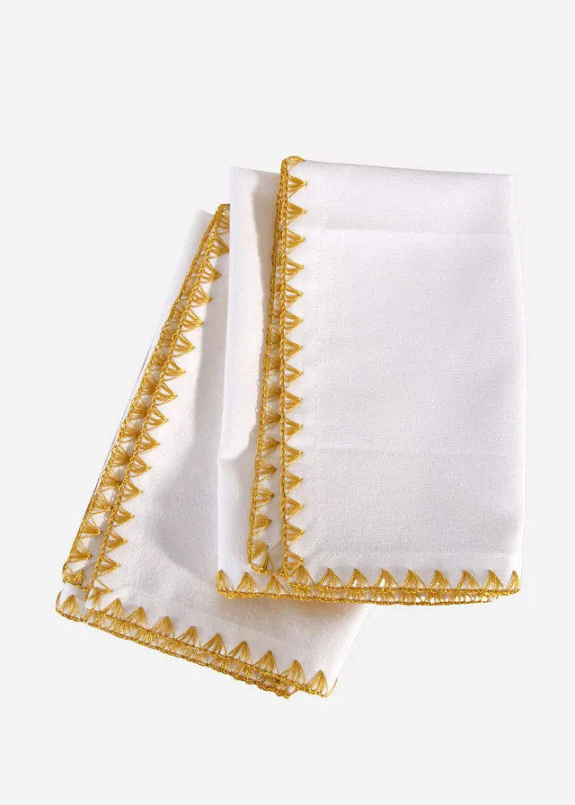 Șervețele din material textil din bumbac organic cu bordură lucioasă (set/4 buc.)
