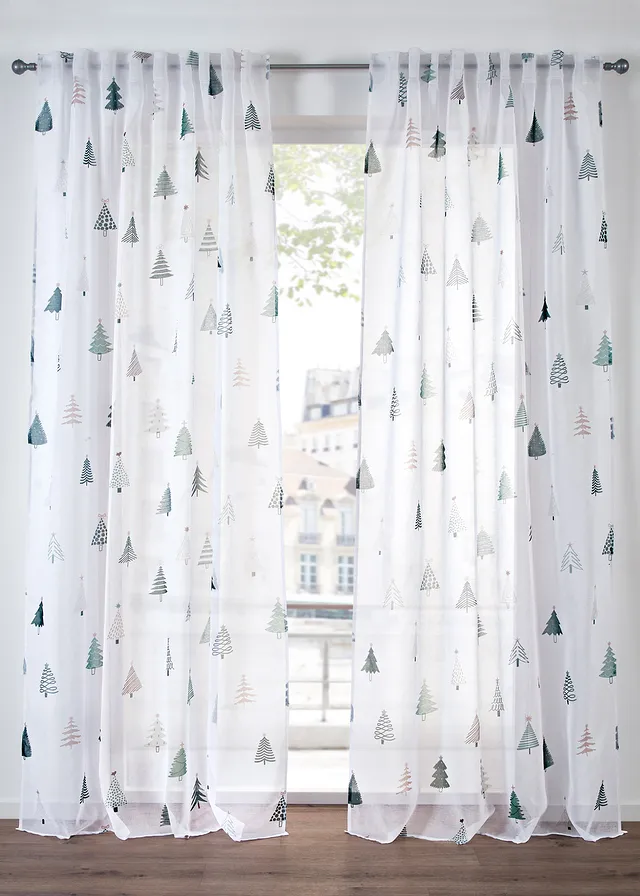 Záclona s potlačou jedličky (1 ks v balení)