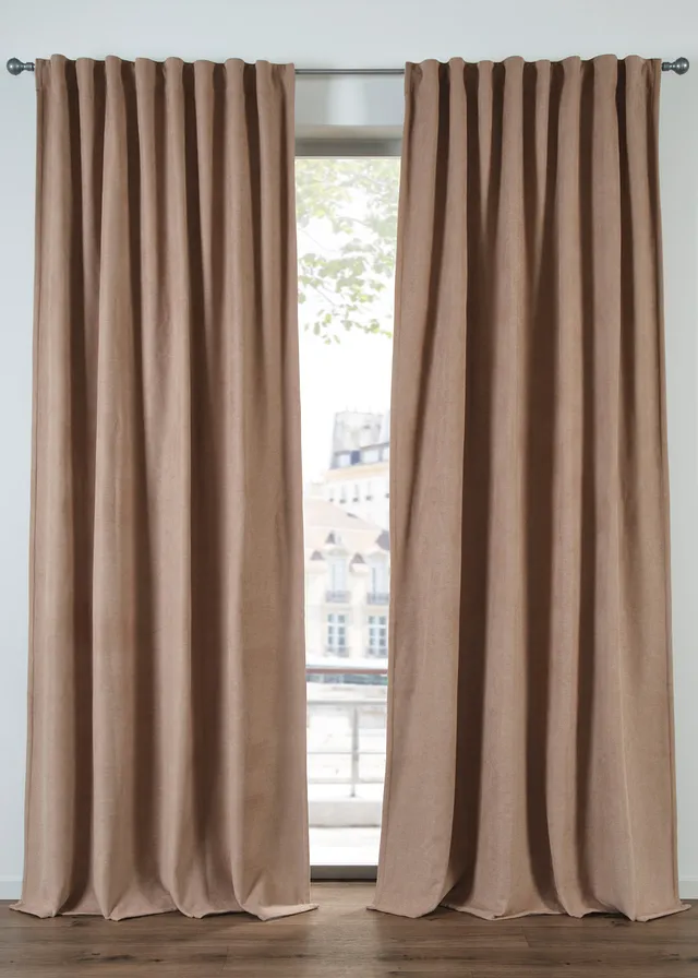 Rideau thermique avec verso en polaire noire (1 pce) • beige • Boutique bonprix