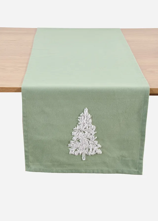 Față de masă îngustă cu broderiei terry, din bumbac organic