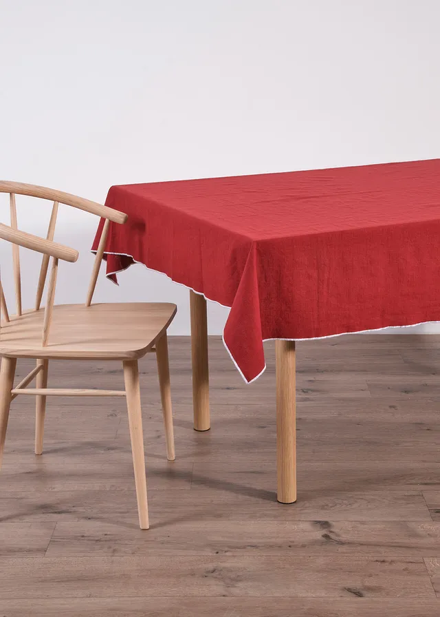 Tafelkleed, Kleur: donkerrood-wit