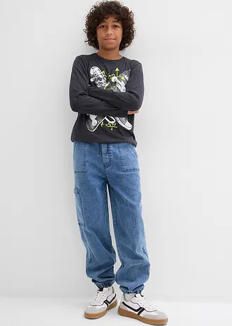 Jongens cargo jeans, loose fit • blauw denim • bonprix online shop