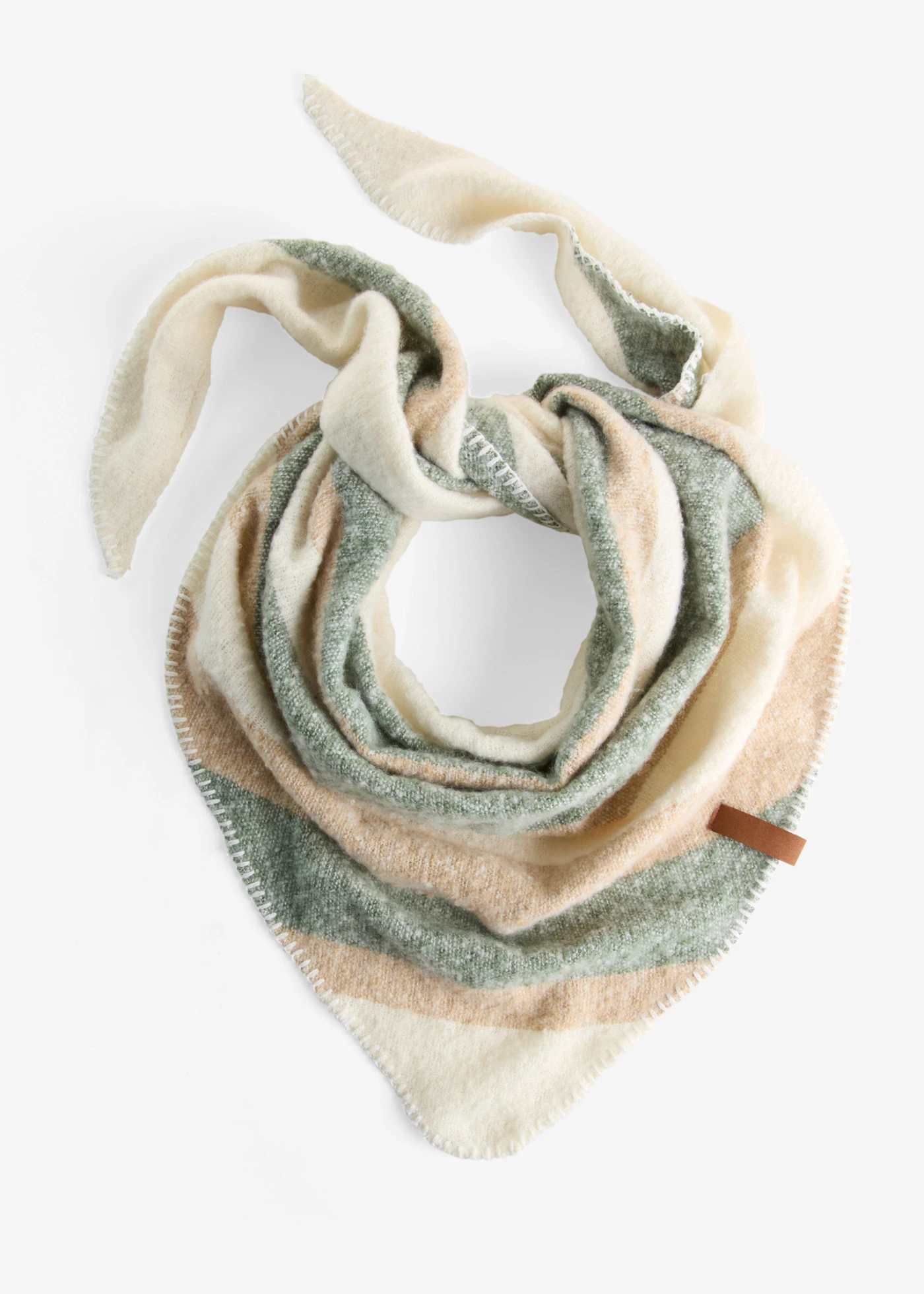 Foulard triangle • beige-sésame-vert mousse • Boutique bonprix