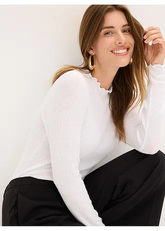 Žebrované tričko z viskózové směsi • bílá • bonprix obchod