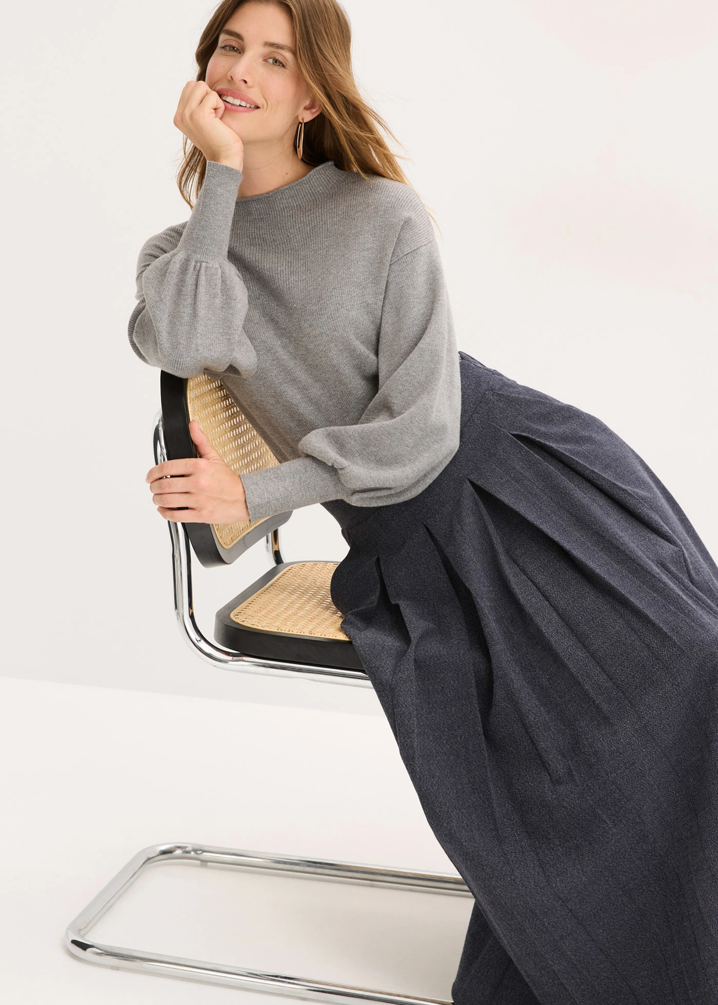 Midi sukně • inkoustově modrý melír • bonprix obchod