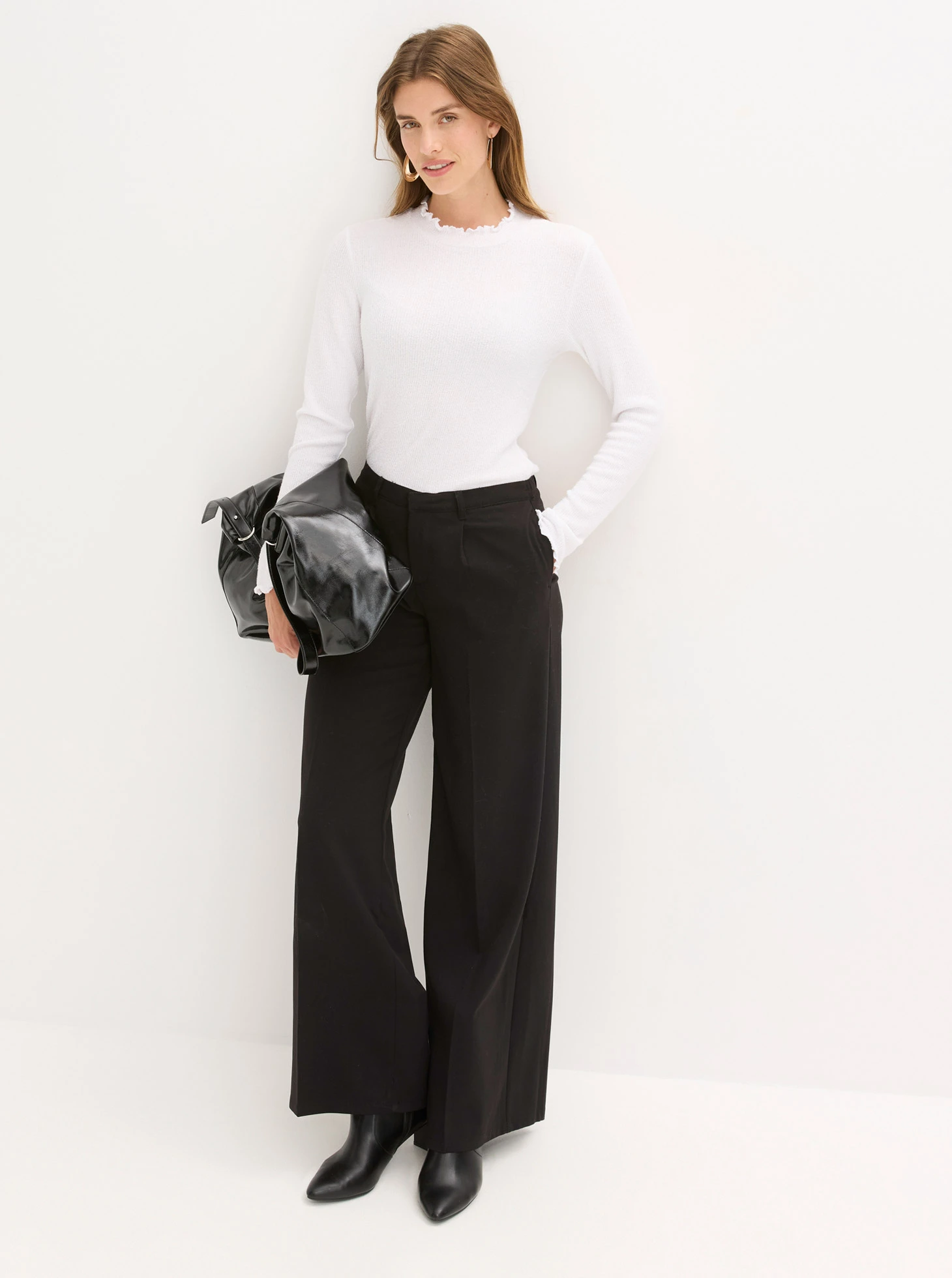 Žebrované tričko z viskózové směsi • bílá • bonprix obchod