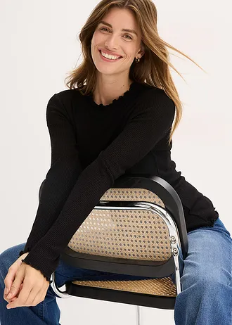 Žebrované tričko z viskózové směsi • černá • bonprix obchod