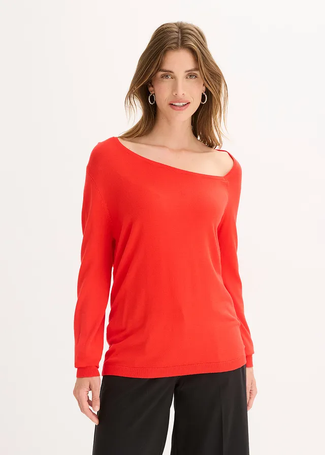 Pull fluide en viscose majoritaire • rouge • product-page.page-title-suffix