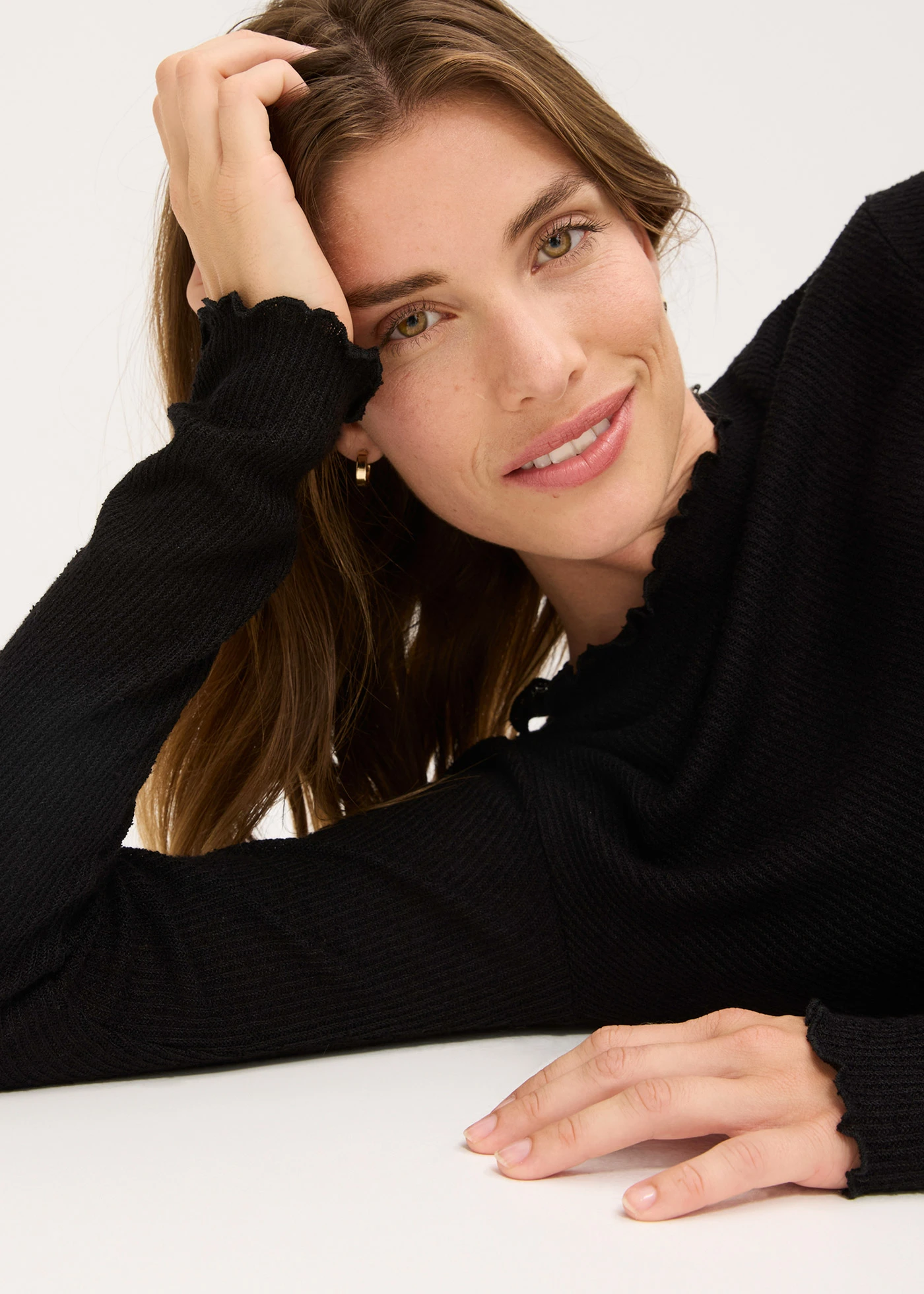 Žebrované tričko z viskózové směsi • černá • bonprix obchod