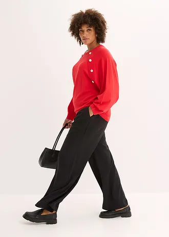 Pull fluide en fine maille de viscose mélangée, Couleur: rouge salsa