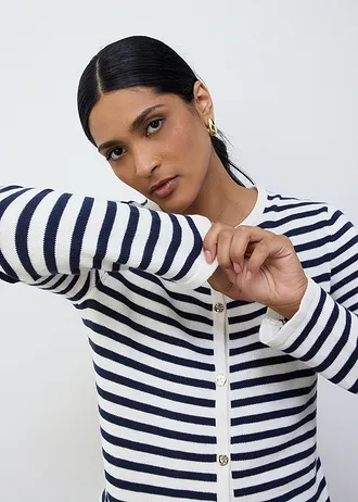 Vest met zijde • donkerblauw/wolwit gestreept • bonprix online shop