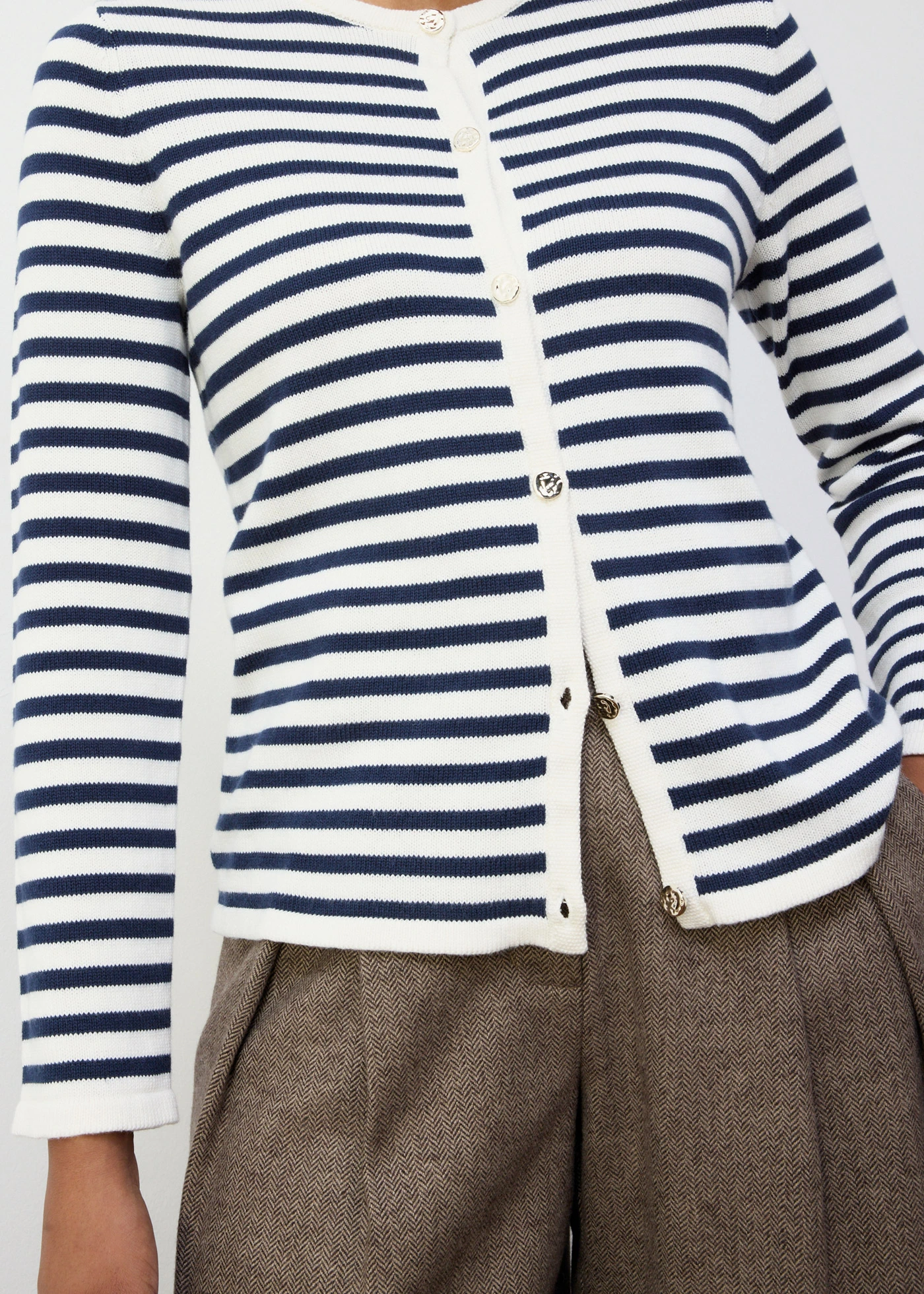 Vest met zijde • donkerblauw/wolwit gestreept • bonprix online shop